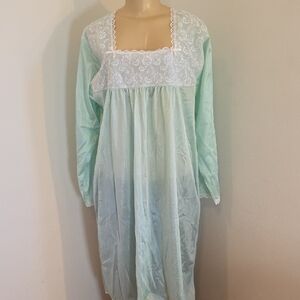 Haband Mint Green Lace-Trim Pajama Dress